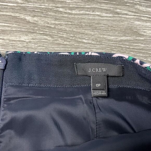 J Crew No. 2 Pencil Skirt green pattern Geometric Petite 0 188​ - Picture 2 of 7